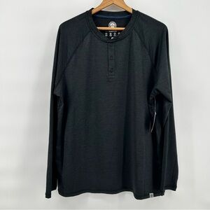 Flag & Anthem Madeflex Victory Performance Henley Mens L Black Wicking UPF NWT